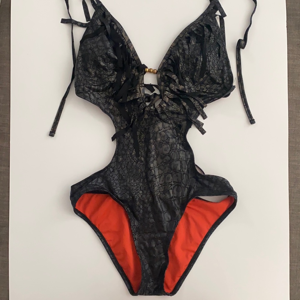 Black Animal Skin Swimsuit